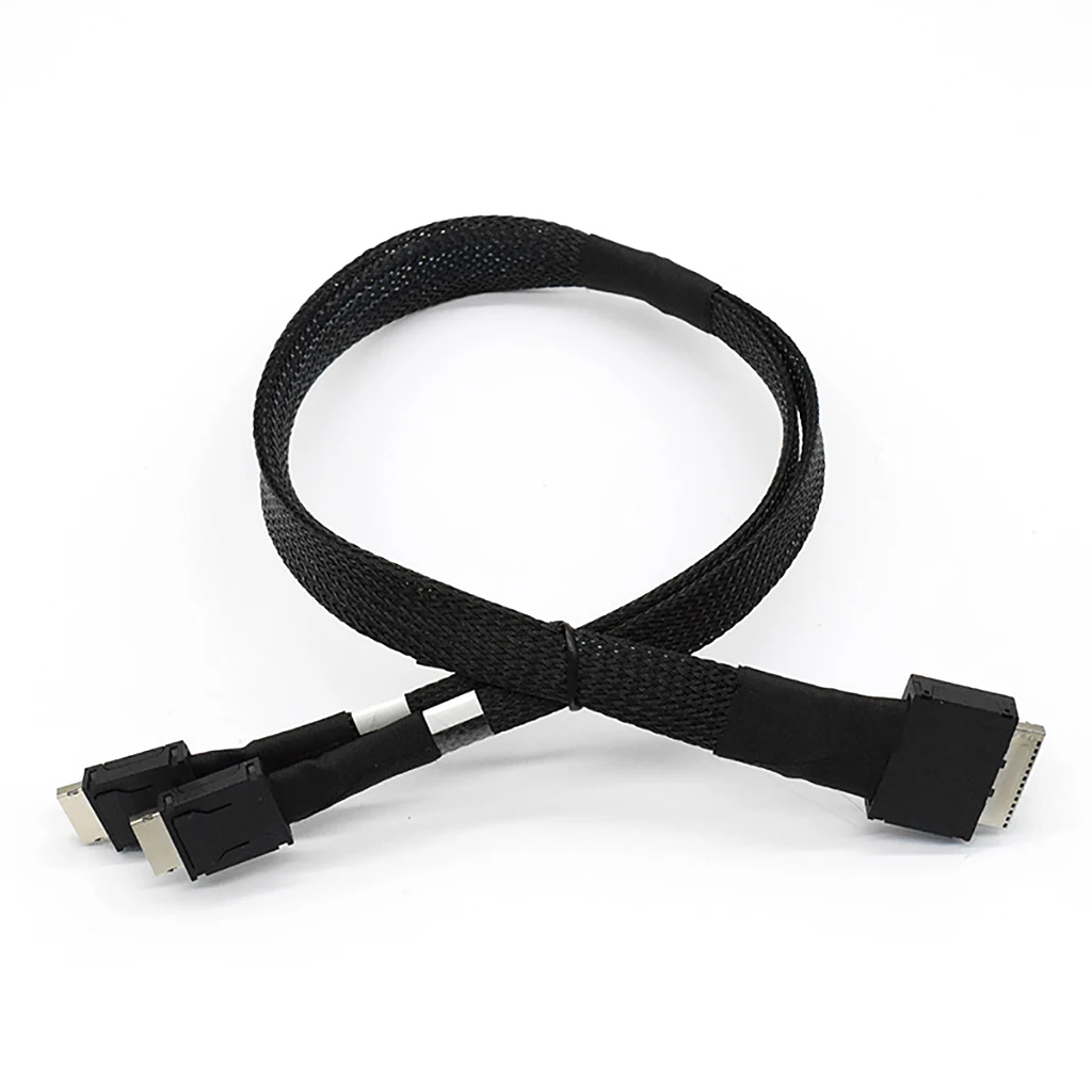 

For OCUlink Mini SAS SFF 8611 8I to SFF 8611 4I *2 Server Data Transmission Transfer Cable 50cm SFF-8611 Connection 16Gbps