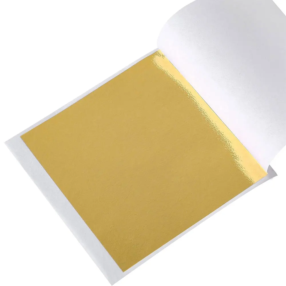 100pcs Imitation Gold Silver Foil Paper Sheets Leaf For Art Gilding Crafting Painting Furniture Drip Glue Decoration 3.15