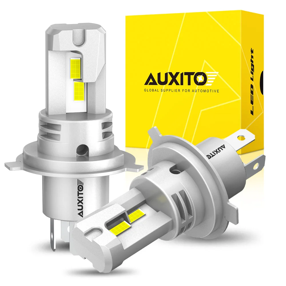 AUXITO 2szt 9003 H4 Reflektory LED Wysoka i Niska Wiązka Canbus Bez Wentylatora Reflektor do Motocykla Samochodowego 12V Super Jasny
