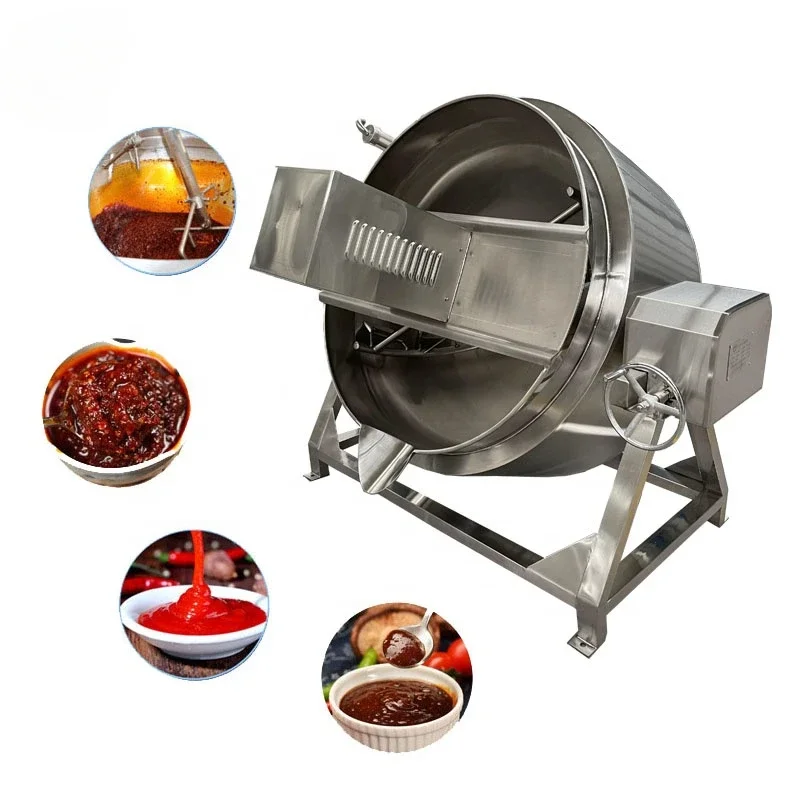 Industrial Big Commercial Kitchen Vacuum Pot Cooker Mixer Sauce Fruit Jam Tomato Paste Mixing Cooking Machine With Huge Boiler