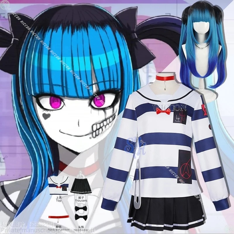 

Костюм для косплея Jirai Kei для девочек, Amemiya Darumi, аниме-игра, Hundred Cos Line, полосатое платье-рубашка, Y2K Fashion, Лолита, Hal