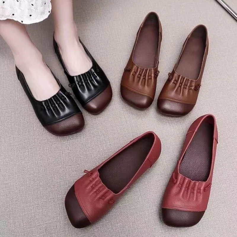 

Туфли Женские Fashion Retro Woman Shoes 2026 Summer New Women Leather Shoes Comfort Anti Slip Women Flats Mary Jane Casual Shoes