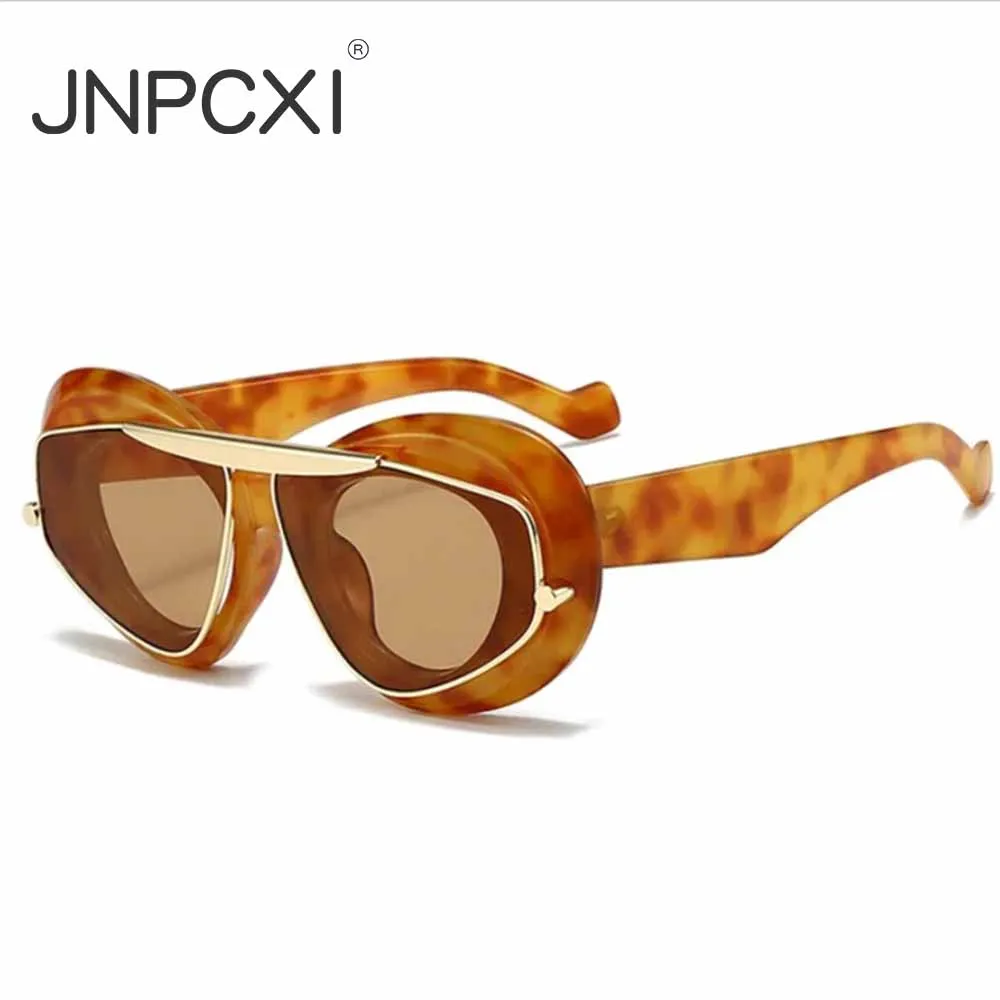 JNPCXI Y2K Oversized Round Women Fashion Sunglasses Luxury Brand Design Retro Unique Lens Shades UV400 Men Punk Sun Glasses