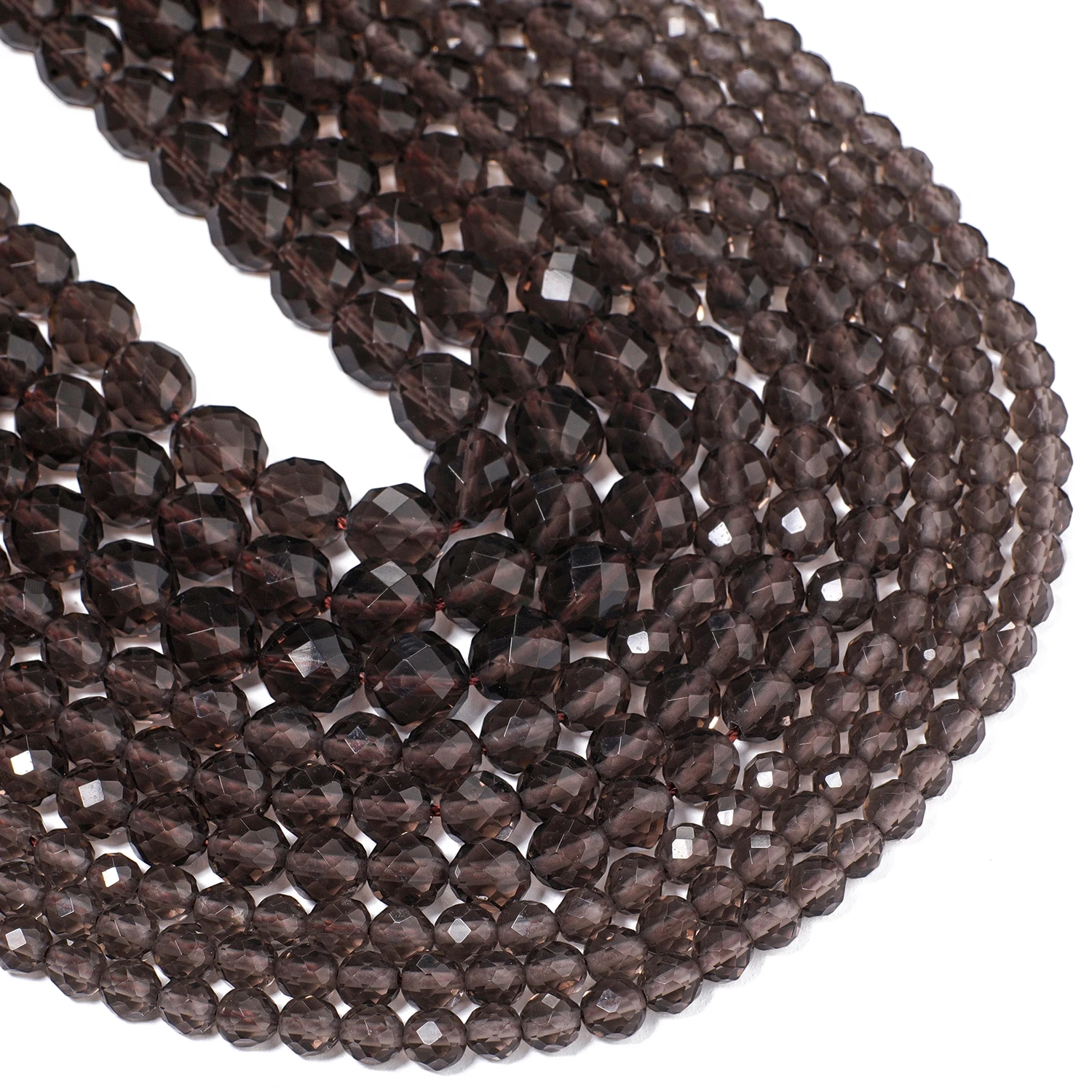 Natural Smoky Quartz Beads 6mm 8mm 10mm AAA Faceted Round Loose Spacer Beads for Jewelry Making Diy Beaded Accessories Wholesale