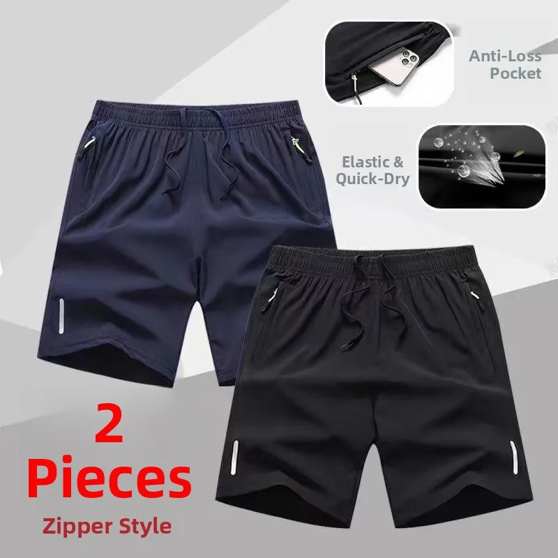 Qui Dry Ice Silk orts Breathable Loose Thin Sports Men's Summer Outdoor Baskeall Running Casual Five-Quarter Pants