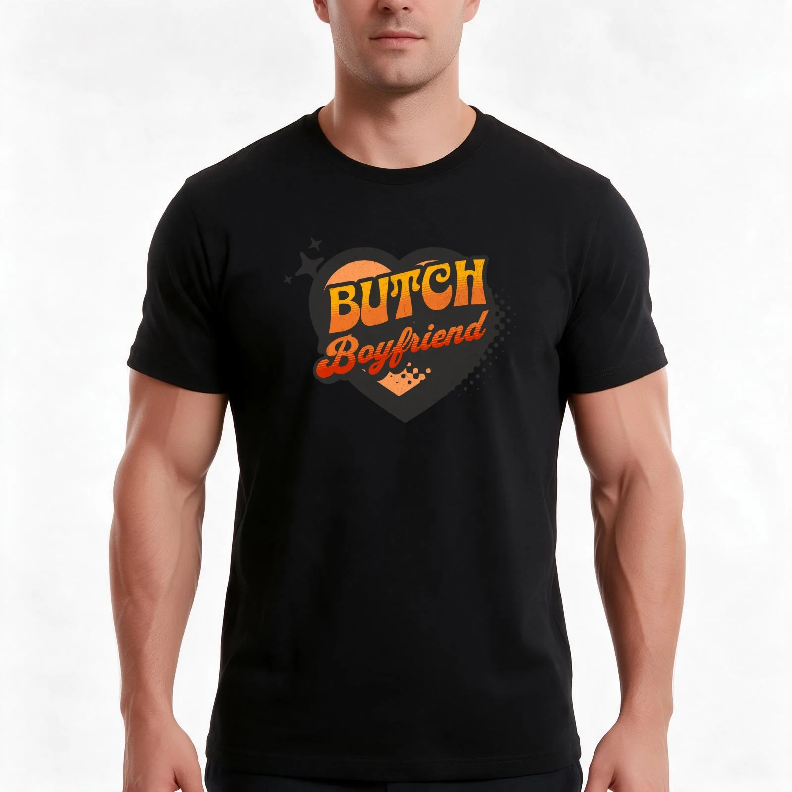 Butch Boyfriend Heart T-Shirt Summer Casual Cotton Tee Oversized Streetwear Tops Vintage Graphic Print Unisex Men Women