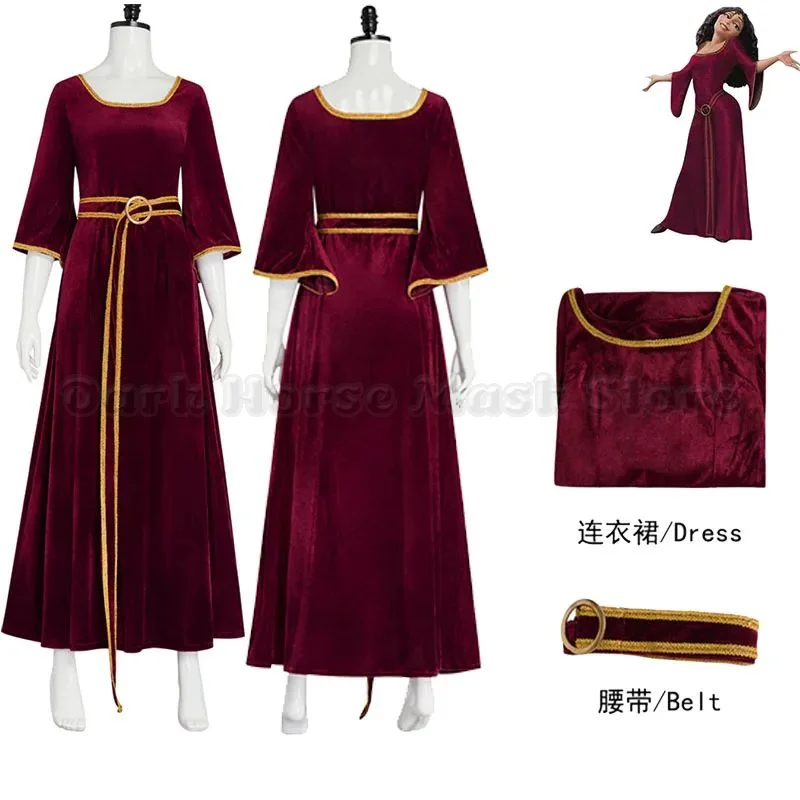 Ausgefallene Cosplay-Kostüme, Film-Mutter-Gothel-Duo-Kostüme, Umhang-Set, Halloween-Karneval-Partykleider für Erwachsene Frauen, Verkleidungskleidung