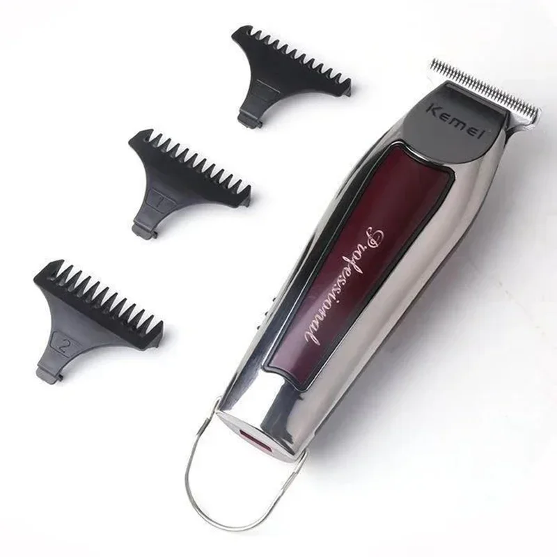 Kemei Professional Hair Trimmer Cordless Hair Cutting Machine Electric Clipper 0mm T Blade Detailer Close Trimming Barber Shop