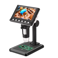 4.3'' Digital Microscope 50X-1000X Magnification USB Coin Microscope 1080P HD Industrial Microscope with 8 LEDs ，PC View(DM7)