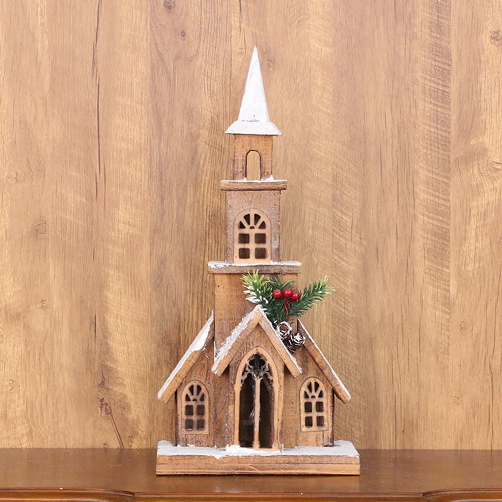 

Wooden LED Snow House Xmas Home Decor Luminous Desktop nament Party Gift Idea Holiday Charm Special Meaning Mini Model