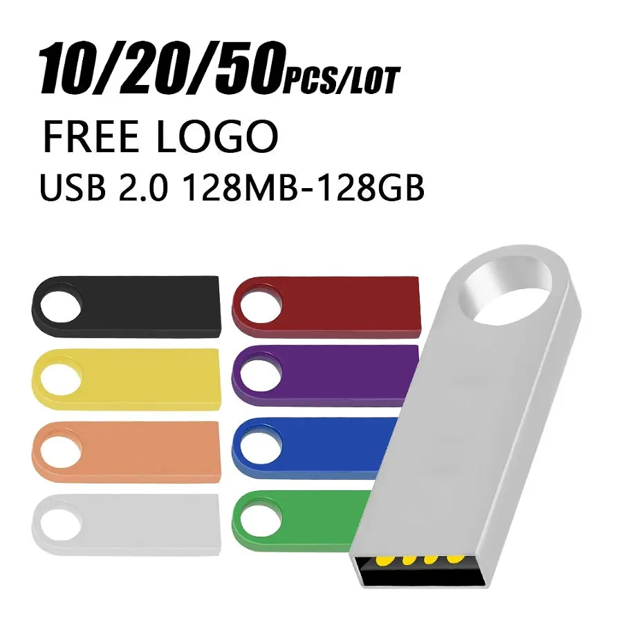 

10/20/50 шт. металлический USB-накопитель, 2 ГБ, 8 ГБ, 16 ГБ, 32 ГБ, 64 ГБ, USB-накопитель 2,0, бесплатные флэш-накопители с индивидуальным логотипом
