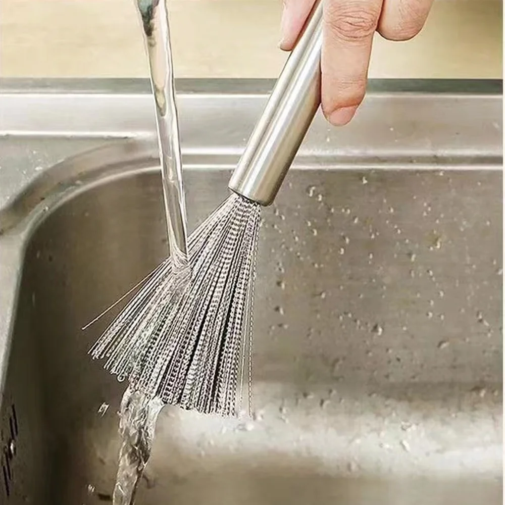 Anti-rust Pot Washing Stainless Steel Cleaning Brush Kitchen Grease Removal Brush Easy To Clean Can Hang Long Handle Brush