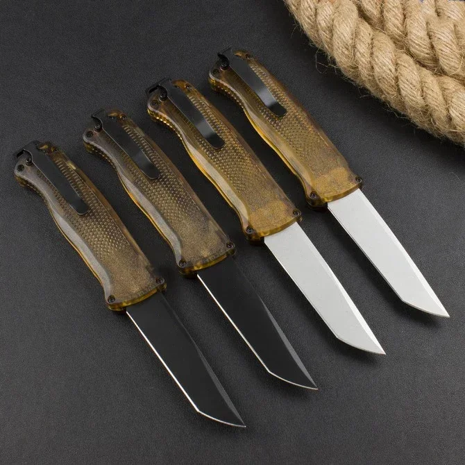 Butterfly BM5370FE Pocket Knife CPM-CruWear Blade Dual Action PEI Transparent Handle Tactical Hunting EDC Survival Tool Knives