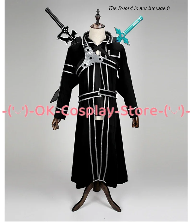 Anime Sword Art Online SAO Kirito Kirigayae disfraces Cosplay abrigo largo conjunto completo gabardina capa Top pantalones traje de Halloween