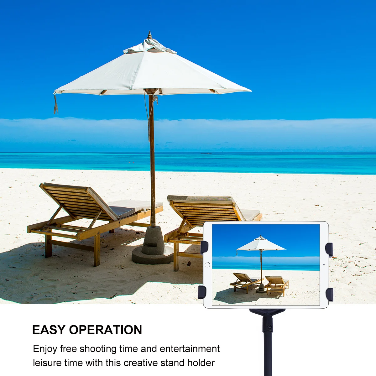 

Tablet Stand Adjustable Rotatable Extendable Holder 66-146Cm For 7 To 10 Inch Tablets Floor Mount Sturdy Tripod Base