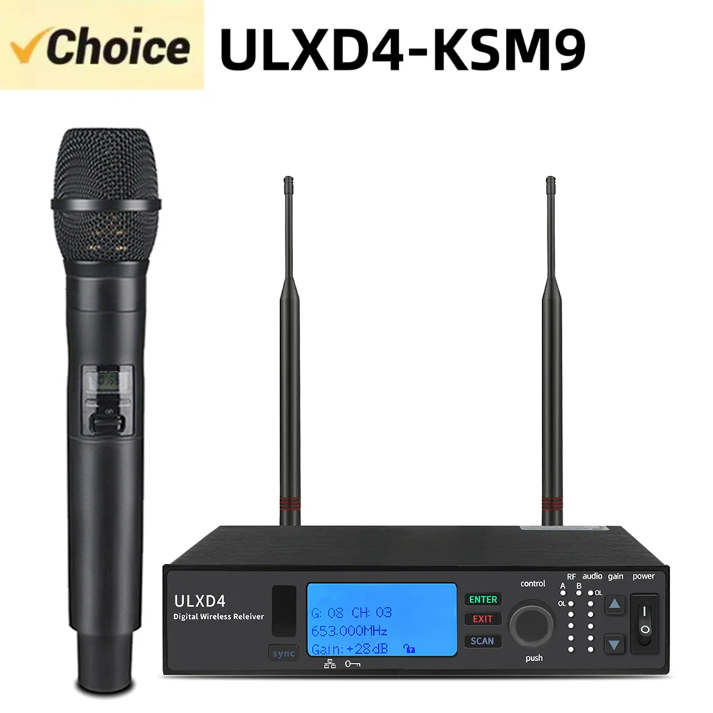 ULXD4-KSM9 Wireless Microphone System UHF Condenser Metal Handheld Professional True Diversity Long Distance Stage performances