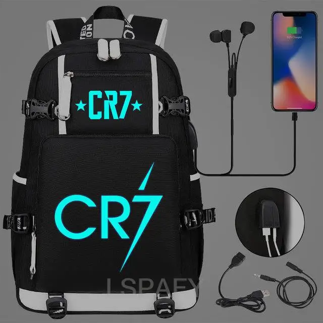 Luminous CR7 Football Backpack Waterproof Children\'s backpack Boys Girls Senior High School Teens backpack Mochila Infantil