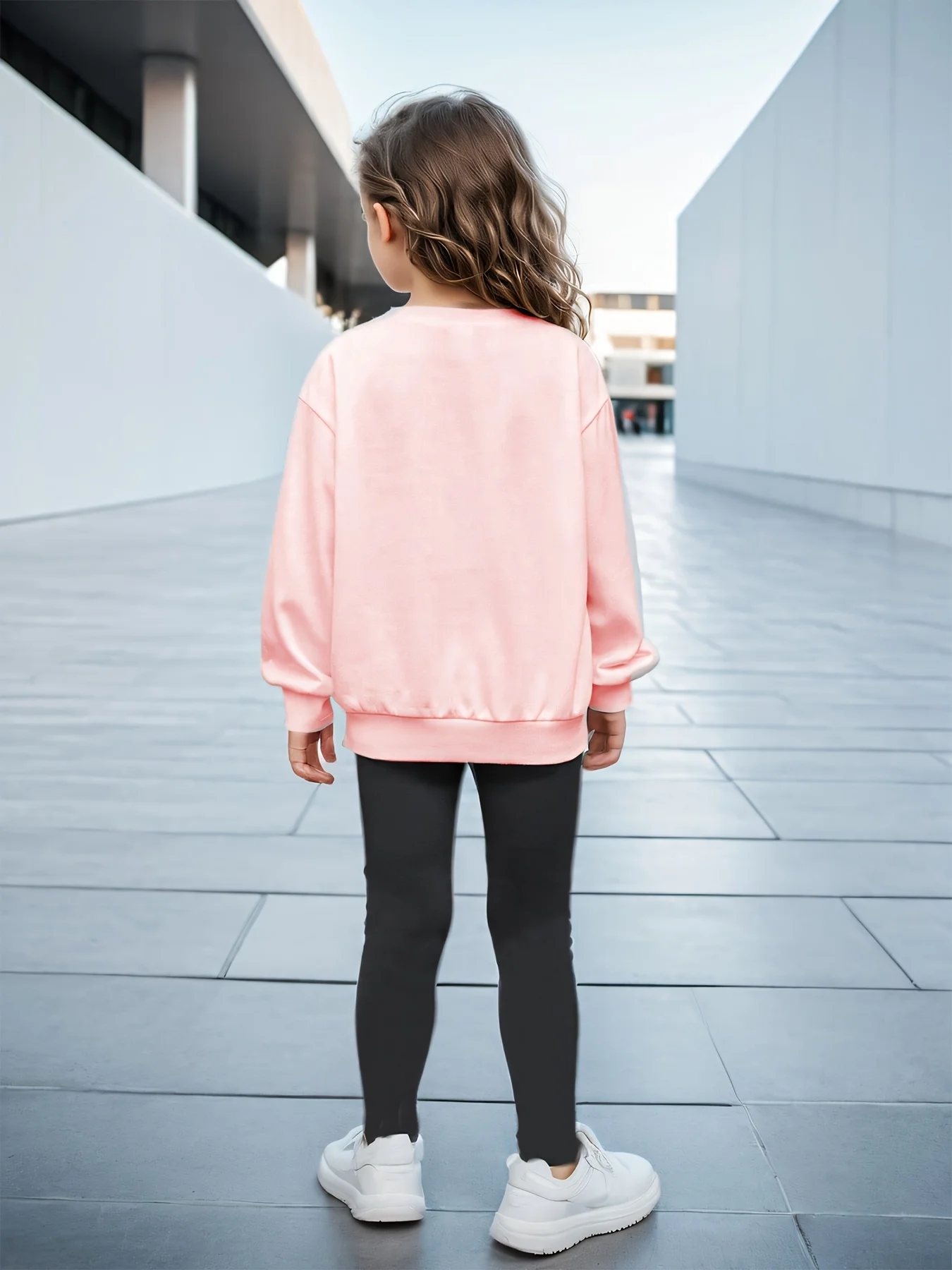 Ins Children's Clothing Girls 2Pcs Love Butterfly Print Long Sleeve Sweatshirt Leg Print Tights Suit Girl Outdoor Casual Sport Clothes