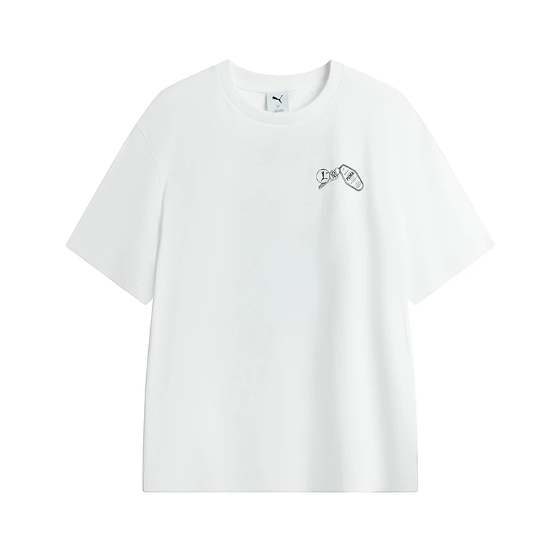 

Puma White Puma Sports Casual Round Neck Short-Sleeved T-Shirt Men's and Women's 63295002