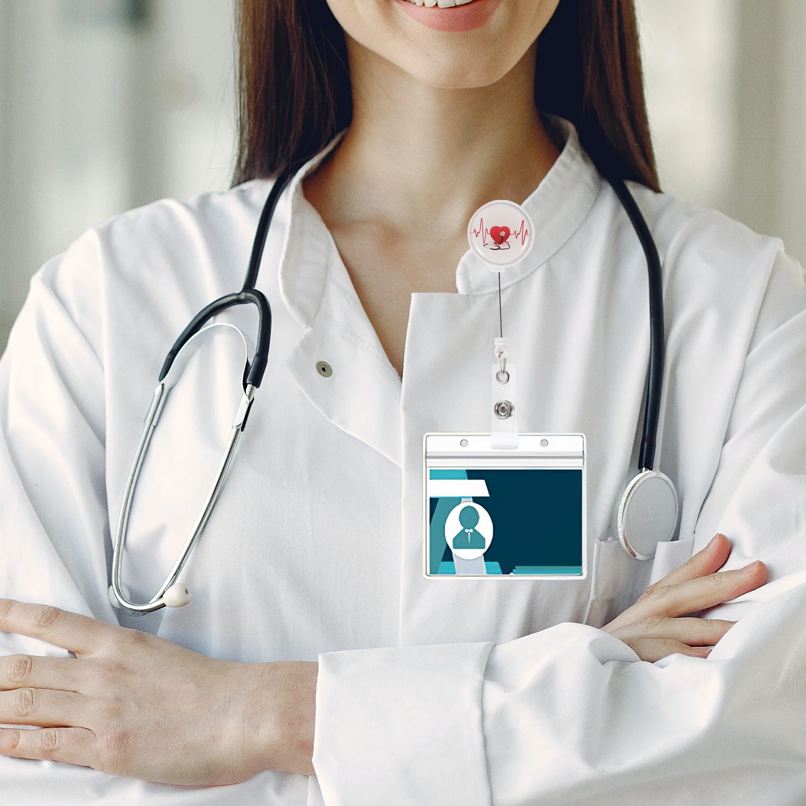 2 pçs enfermeira retrátil titular do crachá carretel clipe nome tag titular trabalho id cartão organizador chaveiro multi-funcional