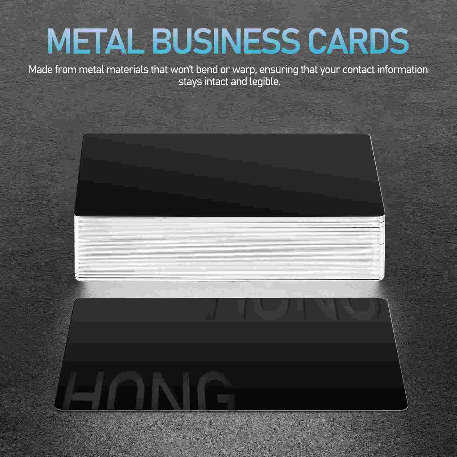 50 Pcs Metal Aluminum Sheet Marking Business Card Black Blank Name Cards Gift for Sublimation Custom DIY