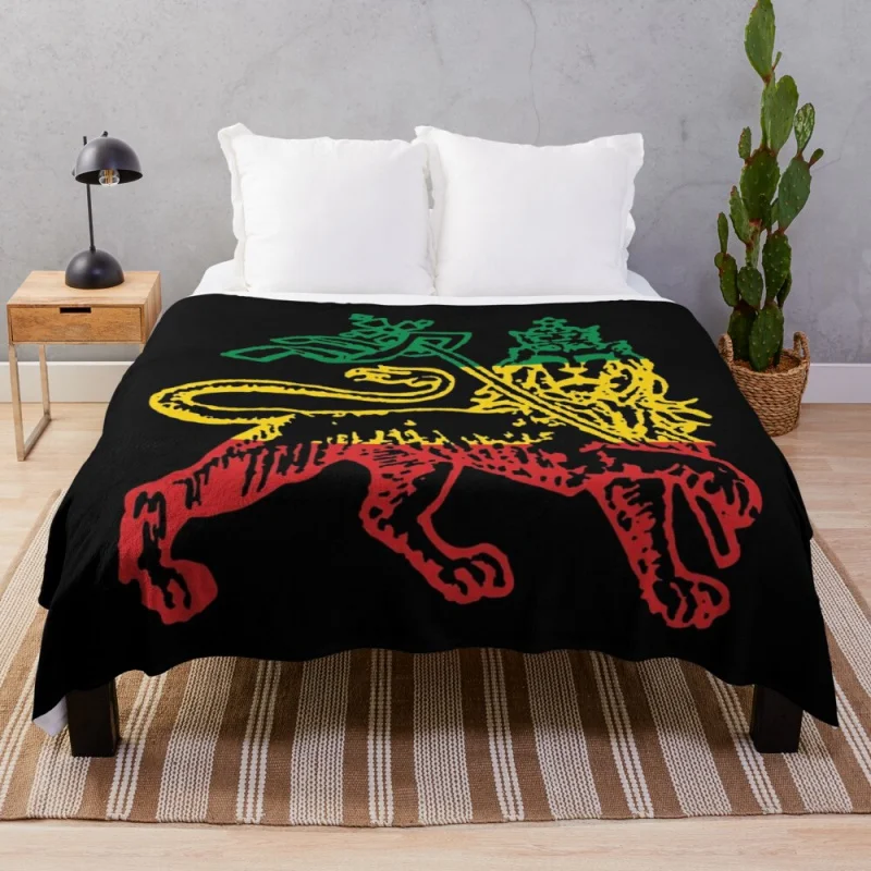 Lion of Judah Flag Ethiopia King Selassie Rasta soft blanket fur throw fabric bunk beds sofa Throw Blankets