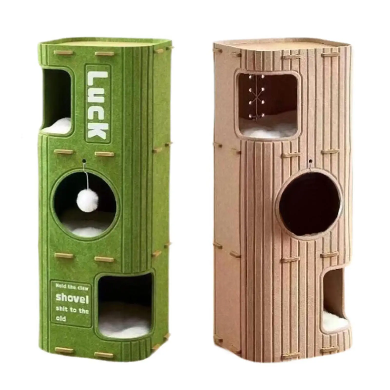 

Felt Cat House 3 Story Cute with Dangling Ball Multipurpose, Playhouse for Indoor Cats, Cat Condo, Cat Furniture, Cat Bed