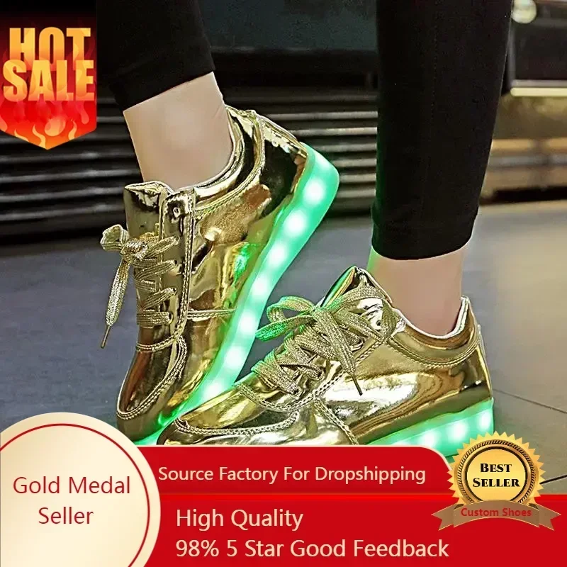 Trump 2024 Gold Led Shoes Unisex size 35-44 Fashion Light Men high-quality casual tenis Shoes Outdoor travel dance Led Sneakers