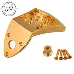 Metal 75x45x9mm Triangle 8-String Mandolin Tailpiece Golden Guitar Parts