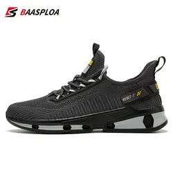 Baasploa 2023 New Men Sneaker Comfortable Knit Walking Shoes Breathable Fashion Sneaker Anti-Slip Shock-Absorbing Casual Shoes