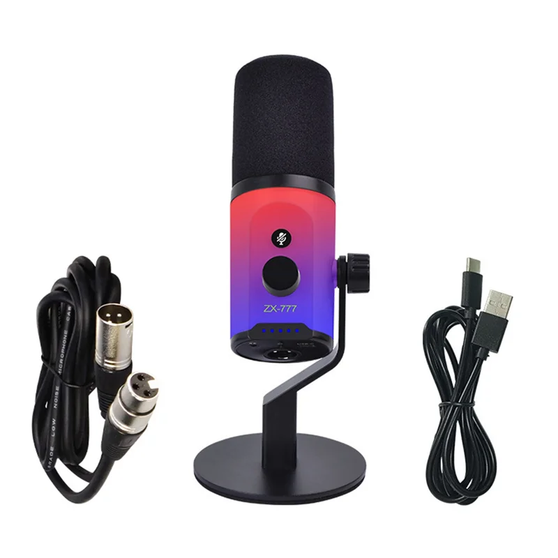 

A16Q-For Podcasting Recording Gaming Live Streaming XLR/USB Dynamic Microphone USB/XLR RGB Dynamic Microphone With XLR Cable For