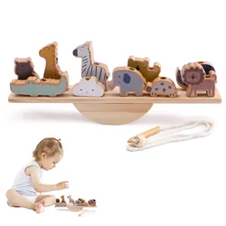 Baby Montessori Toys Wooden Threading Seesaw Toys Balance Blocks Stacked Puzzle Educational Hands-on Balance Ability Kids Gifts