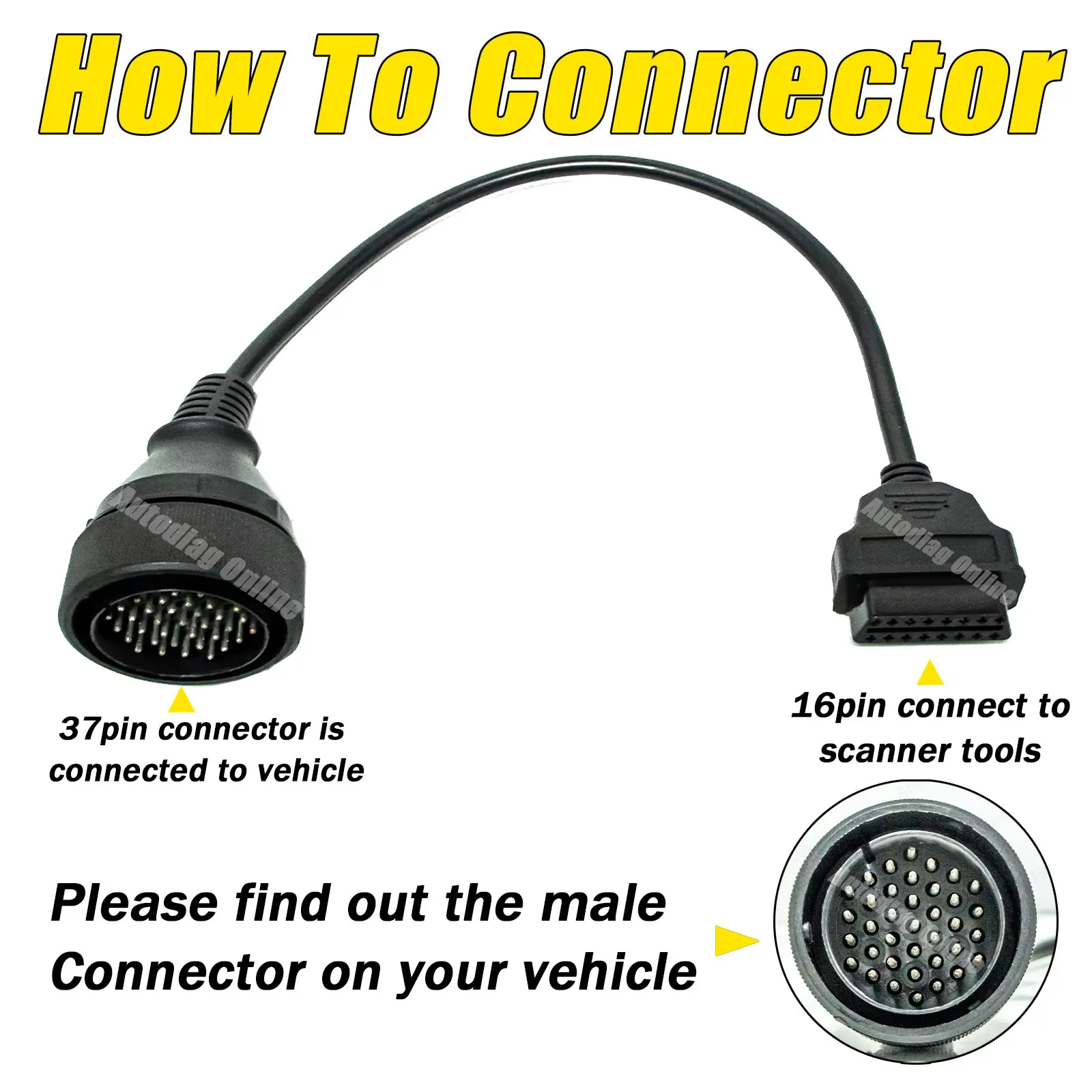 OBD2 Truck Diagnostic Cable For MAN 37 Pin For Delphi, AUTOCOM, CDP Scanner Truck OBDII Diagnostic Adapter OBD Connector For MAN