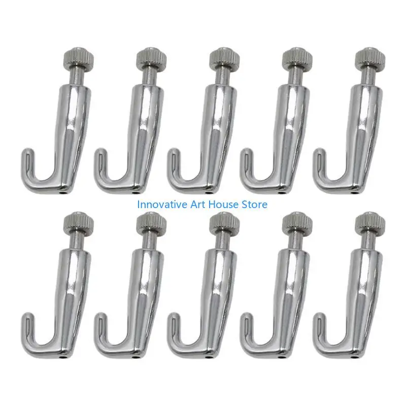 E1PC Pack Of 10 Stainless Steel Adjustable Picture Hanging Hooks Metal Photo Hangers