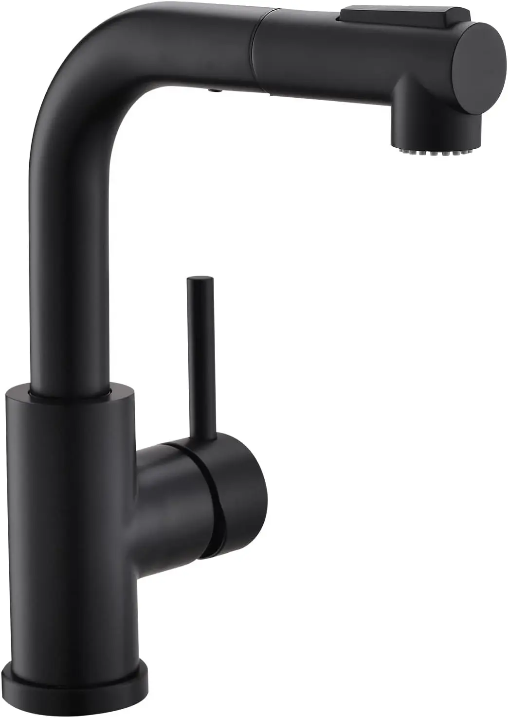 

Modern Bar Sink Faucet for Kitchen Sink Single Handle with Pull Out Sprayer Hot and Cold Prep Sink Faucet Matte Black