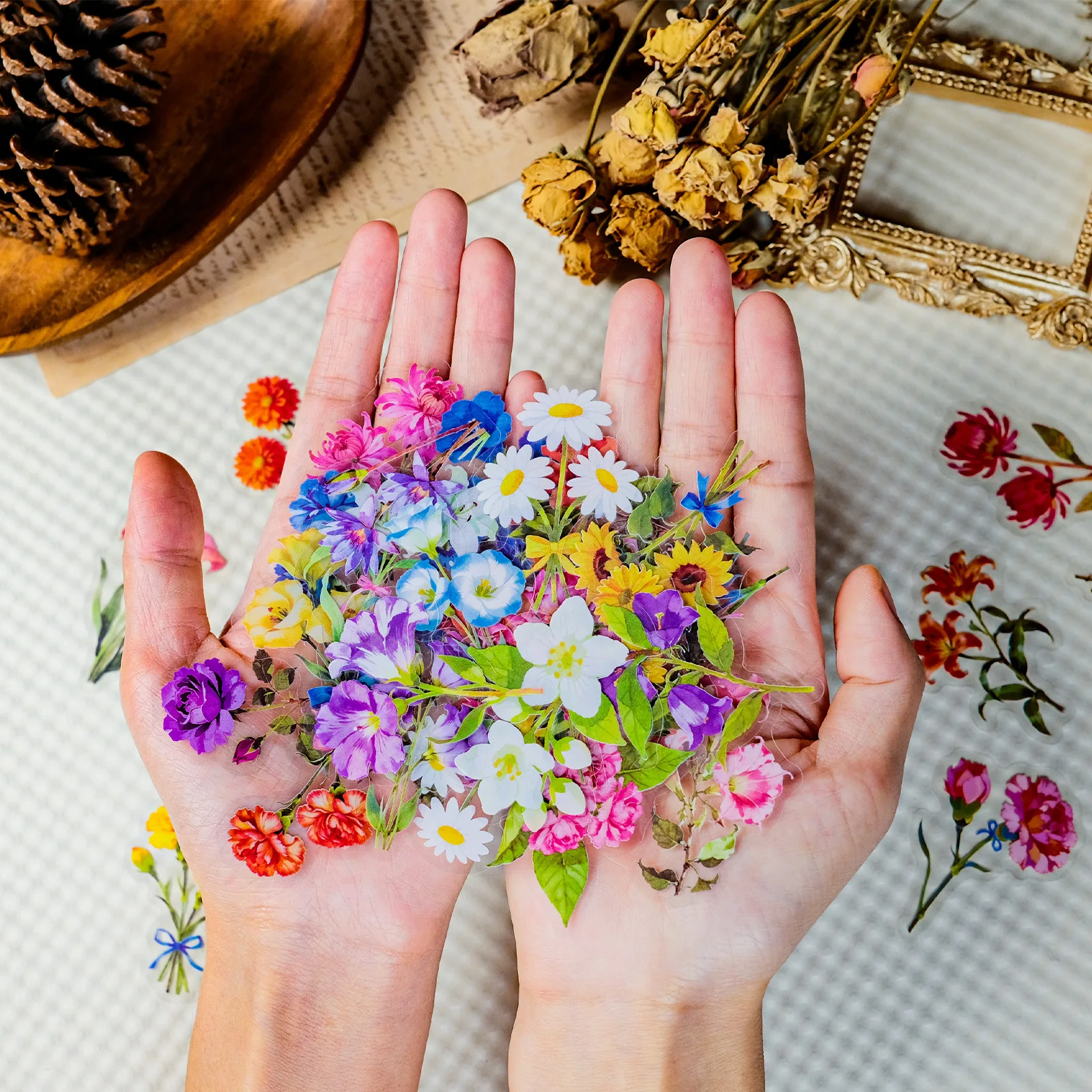

56PCS New Beautiful Watercolor Bouquet Transparent Graffiti Stickers Literature and Art Creative Cartoon Decal Laptop Phone Cup