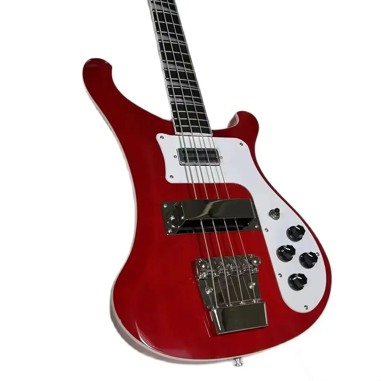 High Quality Custom Ricken 4003 backer Bass Electric Guitar Transparent Red Color Chrome Hardware Guitar Free Transportation