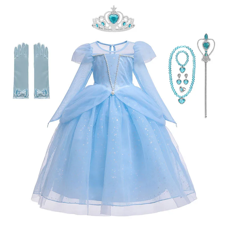 

Elsa Dresses For Girls Princess Party Elsa Costume Snow Queen Cosplay Elza Vestidos Blue Pink Ball Gown Fancy Halloween Outfits