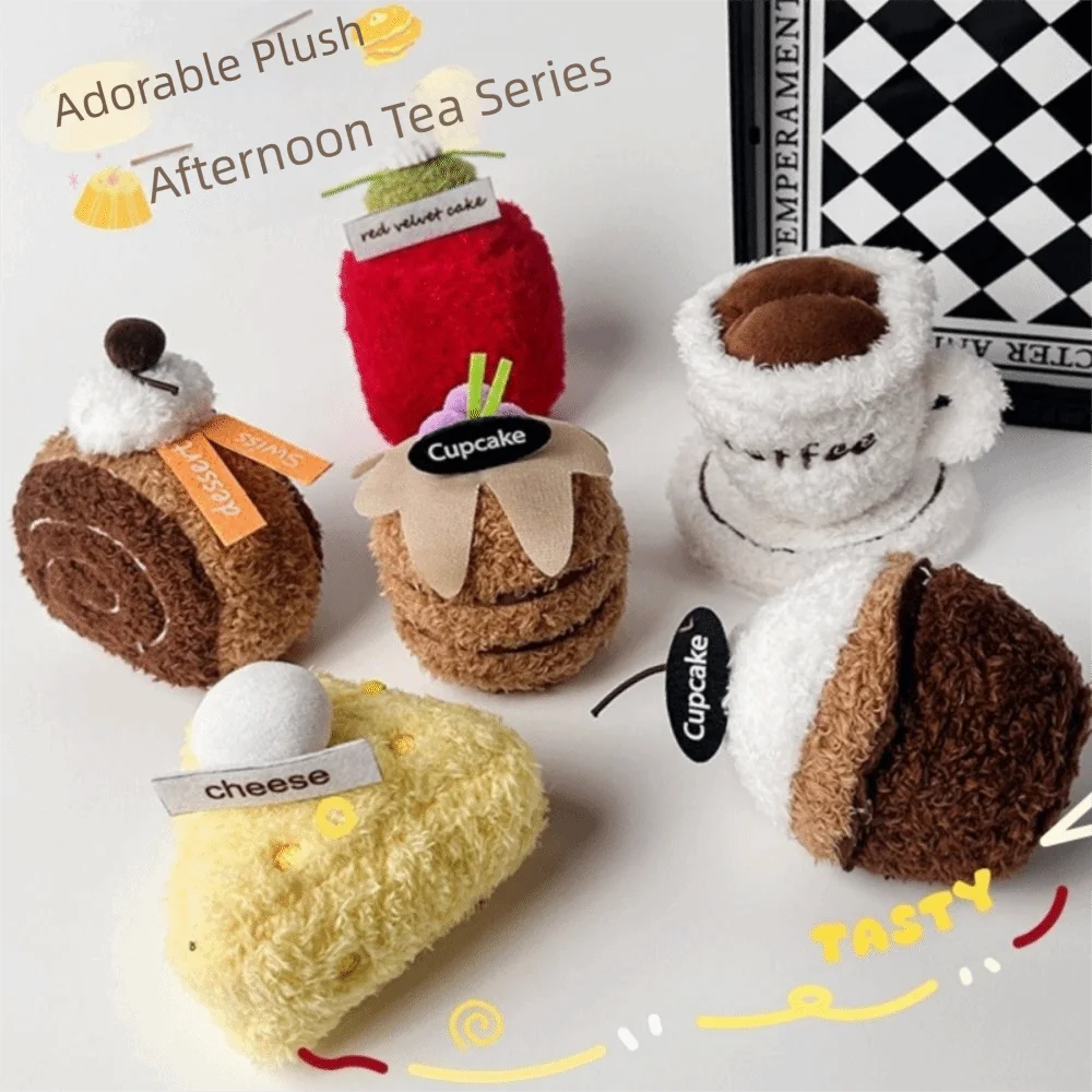 Multicolor Afternoon Tea Plush Doll 10cm-13cm Cake Sandwich Coffee Cheese Dim Sum Plush Pendant Photo Props Dessert Doll Cafe