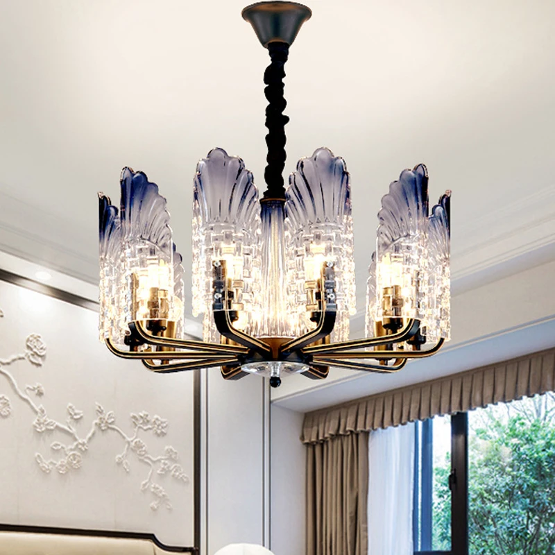 AiPaiTe Modern LED Glass Chandelier Round/Long Shell Shape Blue Living Room Dining Room Chandelier