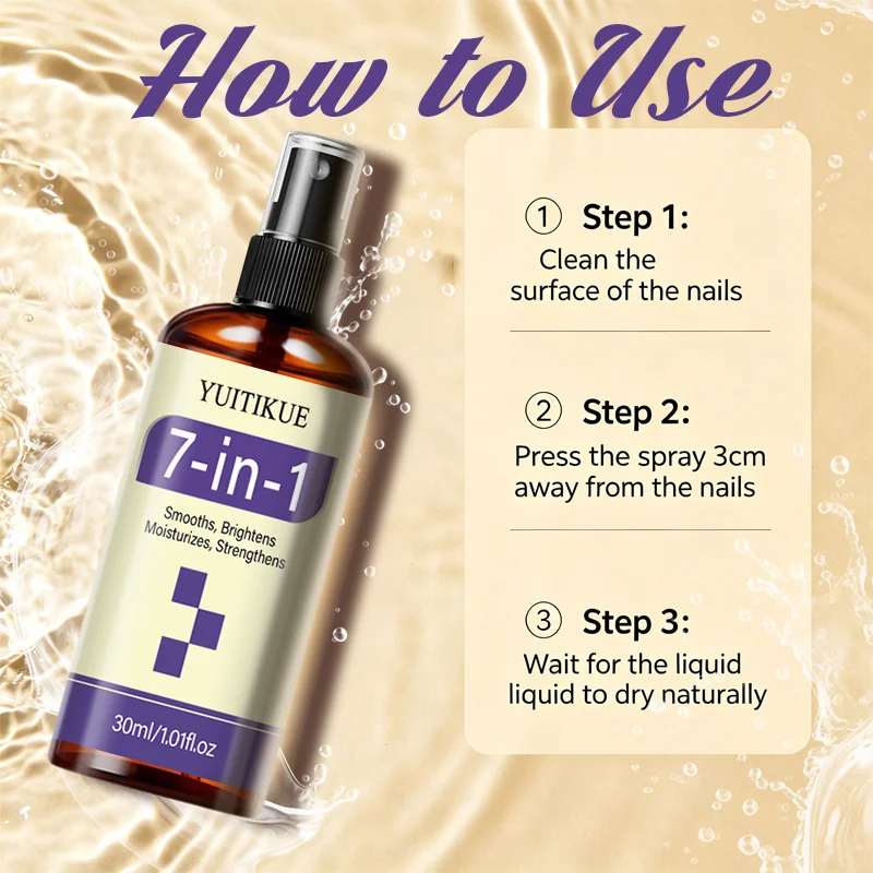 YUITIKUE 7-in-1 Nagelreparatur-Spray 30ml Biotin Keratin Stärken Aufhellen Befeuchten für Rissige Dünne Hand- und Fußnägel Pflegespray – Detail 5