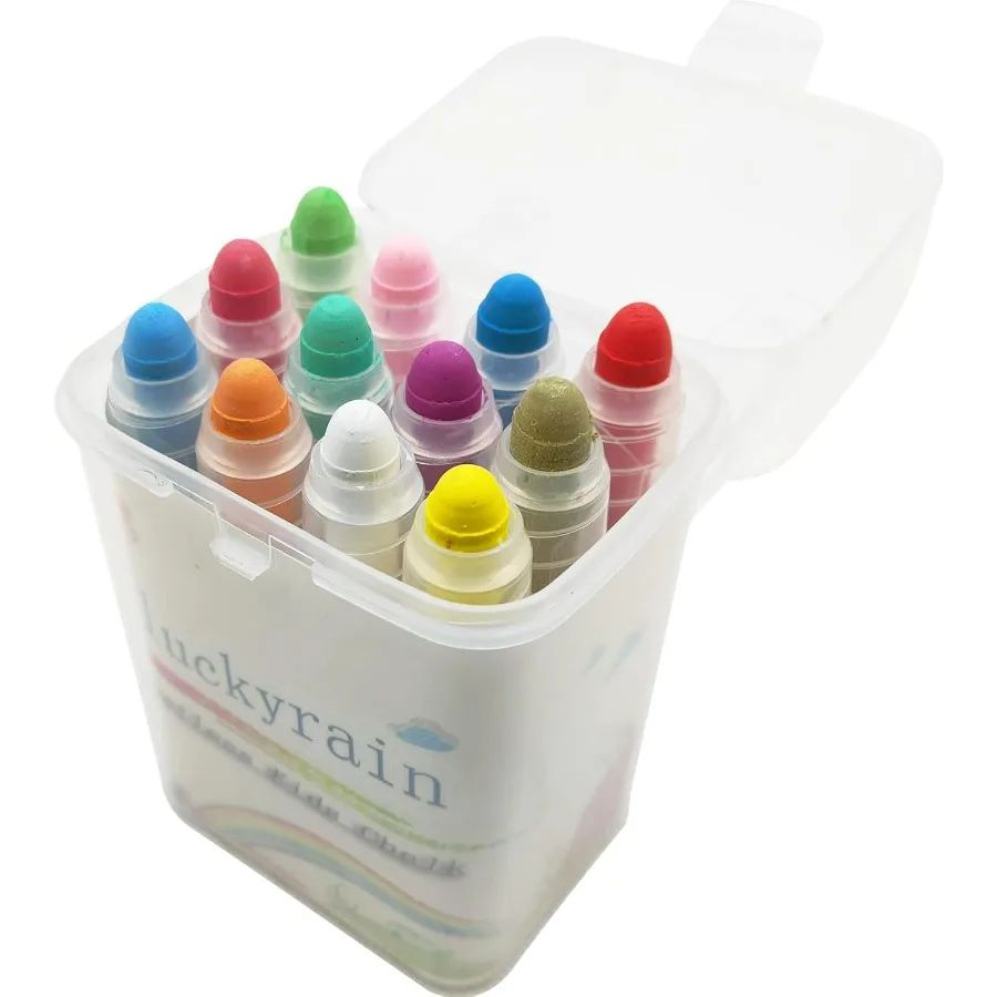 Kapur tulis tanpa debu dan tidak beracun dengan tempatnya, set kapur warna-warni untuk papan tulis, seni, dan aktivitas menulis, ideal untuk anak-anak