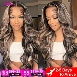 Upgrade Blonde Highlight Wig Human Hair 13x4 13X6 Lace Frontal Wigs For Women 180% Density Highlight Body Wave Human Hair Wigs
