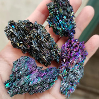 Colorful Aura Mineral Specimen Malachite Ore Natural Quartz Carborundum Healing Crystal Stone Collectibles Desktop Ornaments