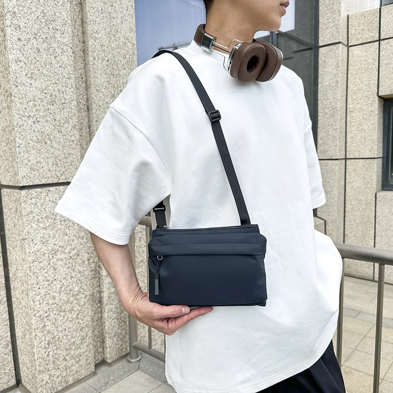 Mode Freizeit Nylon Umhängetasche Einfarbig Wasserdichte Cross-body Unisex Messenger Tasche für Männer Und Frauen – Detail 20