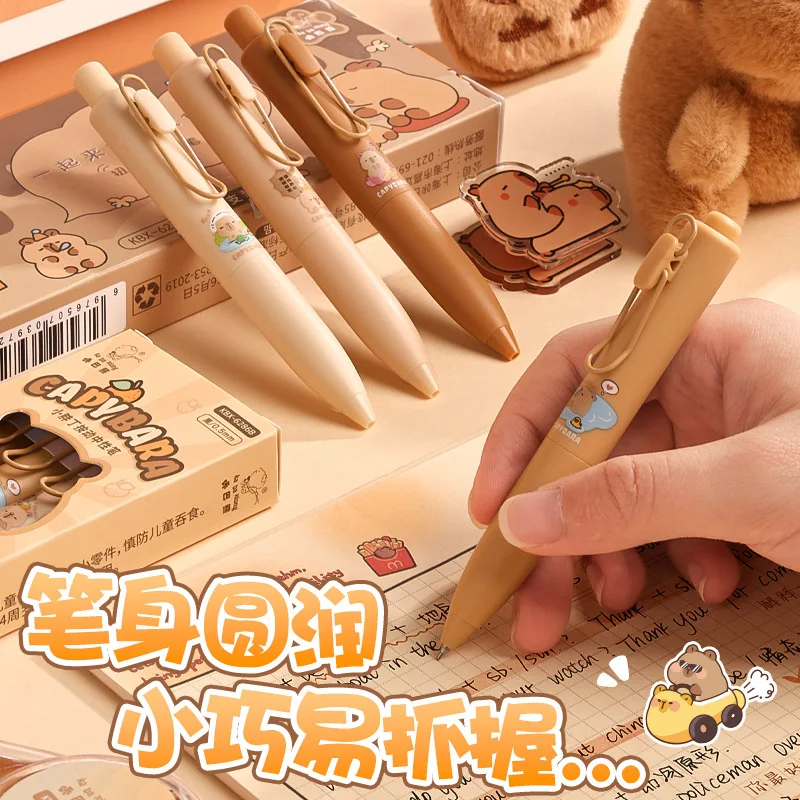 Imagem -03 - Caneta Capivara Gel de Secagem Rápida Tinta Preta Escrita Suave Canetas Kawaii Papelaria Estética Artigos de Volta às Aulas Pcs