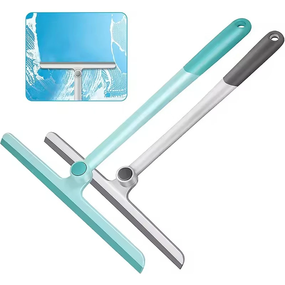

360 Degree Rotatable Shower Squeegee Glass Wiper Scraper Squeegee Cleaner With Silicone Holder Bathroom Mirror Scraper Cleaning