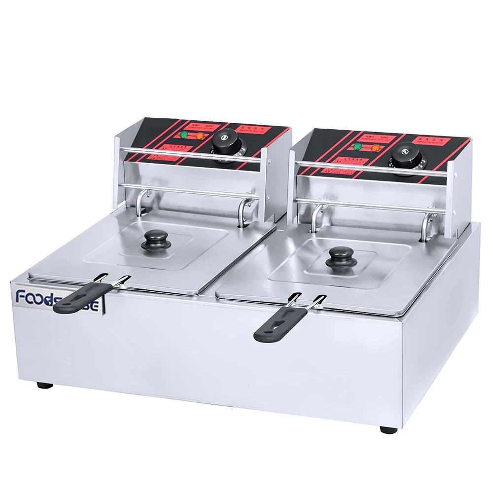 Factory Stainless Steel Commercial Electric Deep Fryer 6L+6L with Timer Control for Commercial Restaurants