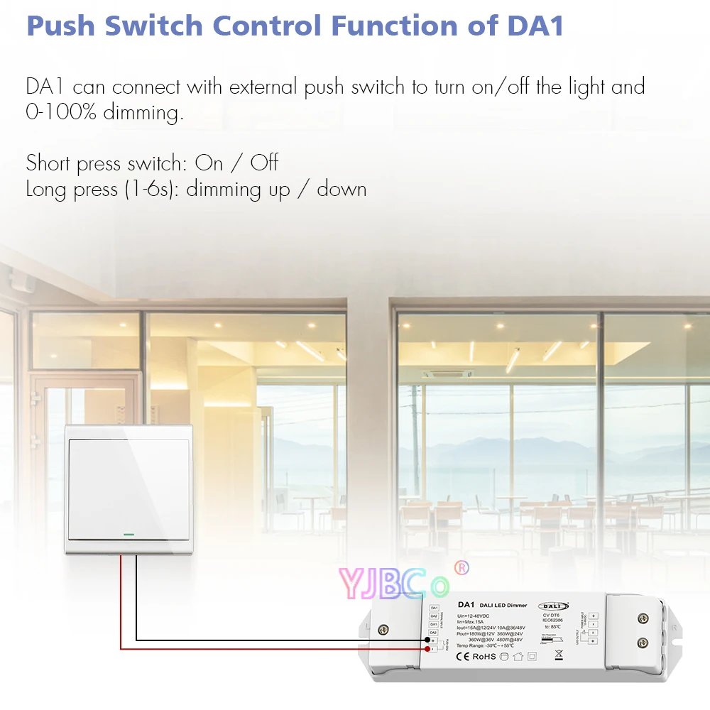 Dali LED Dimmer 12V 24V 360W 480W Constant Voltage Dimmming Driver LED Strip Light DA1 1CH or DA4 4 Channel Dimmers Controller