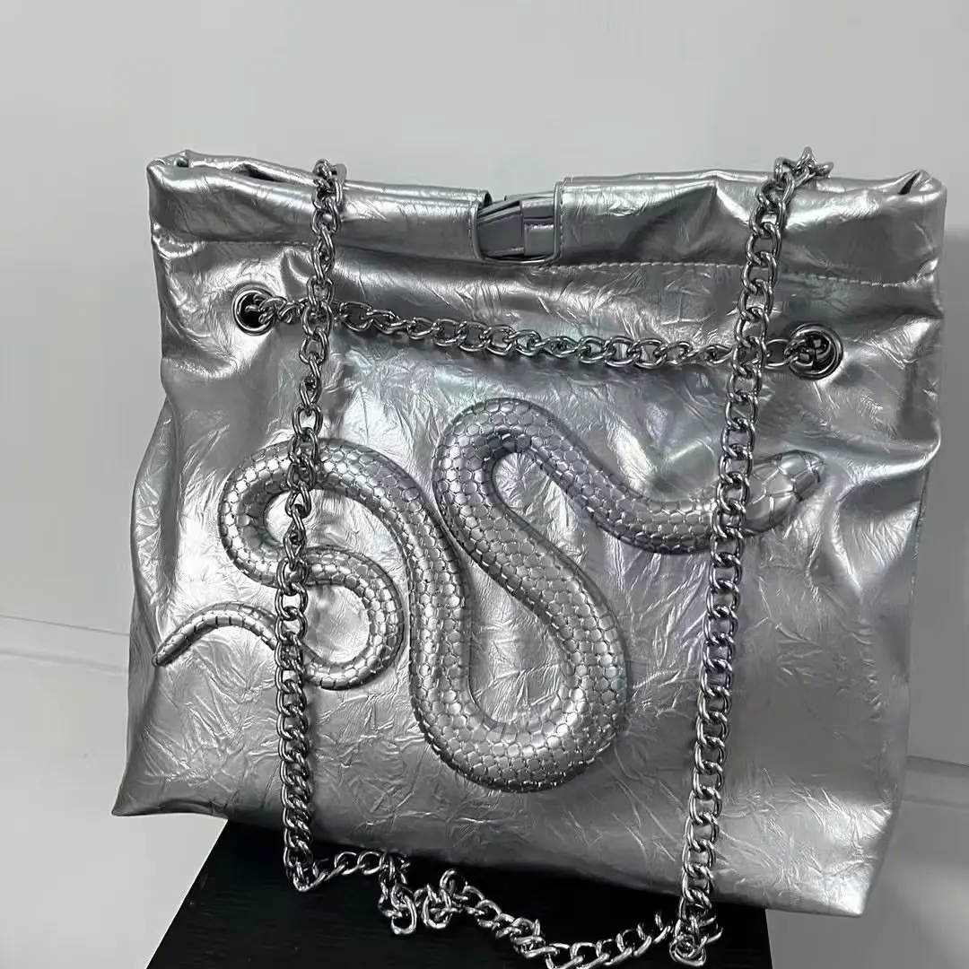 

Original Designer Brand Snake-patterned Chain Versatile Single-shoulder Tote Bags for Women Hot Selling